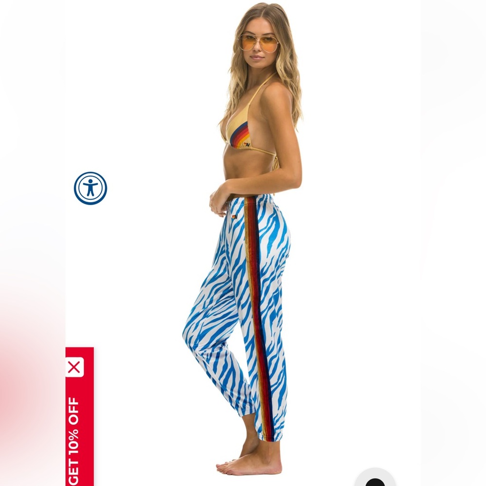 Aviator Nation classic velvet sweatpants - blue tiger